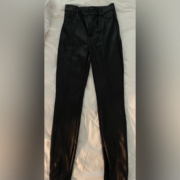 Zara Faux Leather Black pants with ankle zippers - Picture 1 of 3